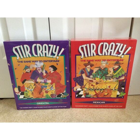 BRAND NEW 2 STIR CRAZY! ORIENTAL MEXICAN DINNER PARTY GAMES VINTAGE BOARD GAMES - Picture 1 of 6